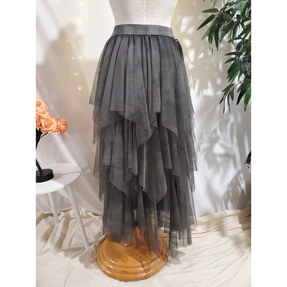 Liqui NWT Tiered Mesh Layered Skirt Italy S Dark Fairy Grunge Whimsigoth Witchy - Picture 4 of 10